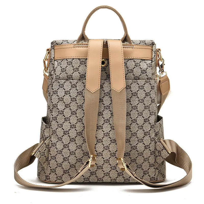  Women's Double Shoulder Traval Casual Backpack Fashion PU Leather Print Pattern Rucksack #