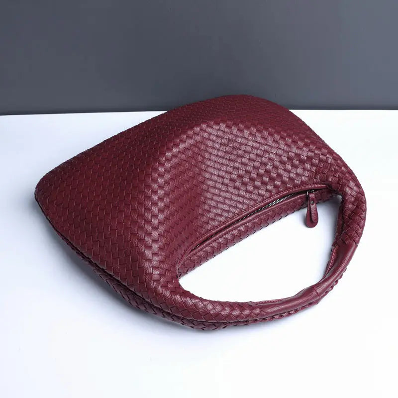  Crescent shaped women's bag hand woven hand-held dumpling bag fashionable single shoulder armpit bag #