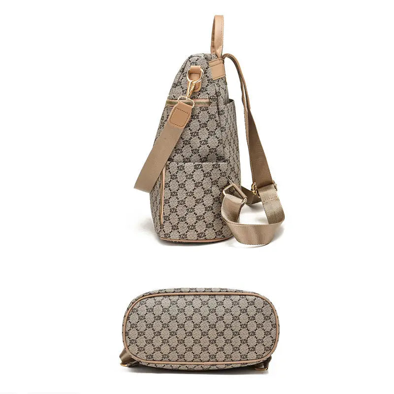  Women's Double Shoulder Traval Casual Backpack Fashion PU Leather Print Pattern Rucksack #