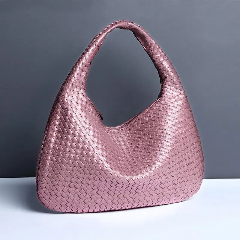  Crescent shaped women's bag hand woven hand-held dumpling bag fashionable single shoulder armpit bag #