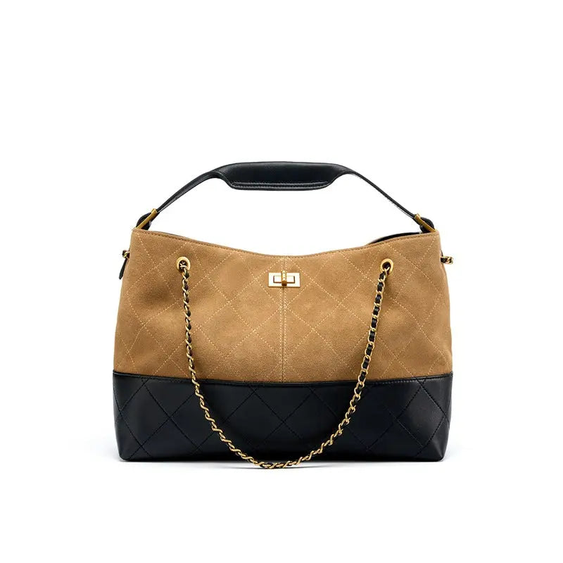  Chain shoulder crossbody leather tote bag suede handbag #