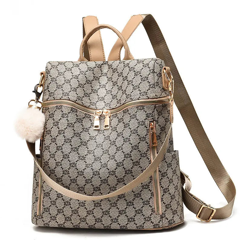  Women's Double Shoulder Traval Casual Backpack Fashion PU Leather Print Pattern Rucksack #